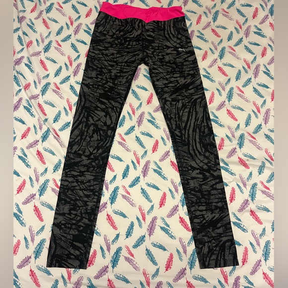 Puma Other - Black and Gray Patterned Leggings with Pink Trim